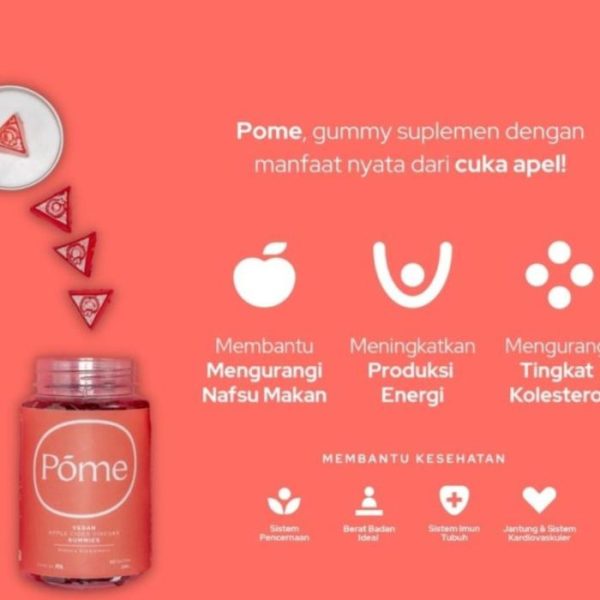 Pome Gummy ACV Botol Cuka Apel Suplemen Diet Vegan